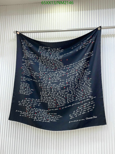 Christian Dior Silk Scarf - Black with White Lettering & Red Heart Accents