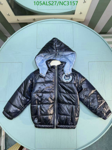 D&G Kids' Black Padded Hooded Jacket - Sizes 90-150, Stylish and Warm Winter Coat