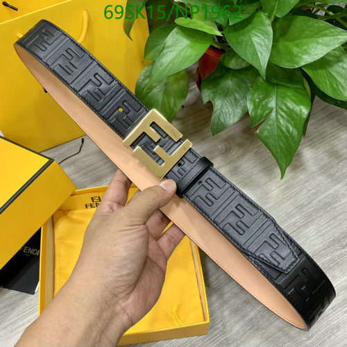 Fendi Belt in Black Leather with Gold-Tone FF Buckle, 3.8cm Width