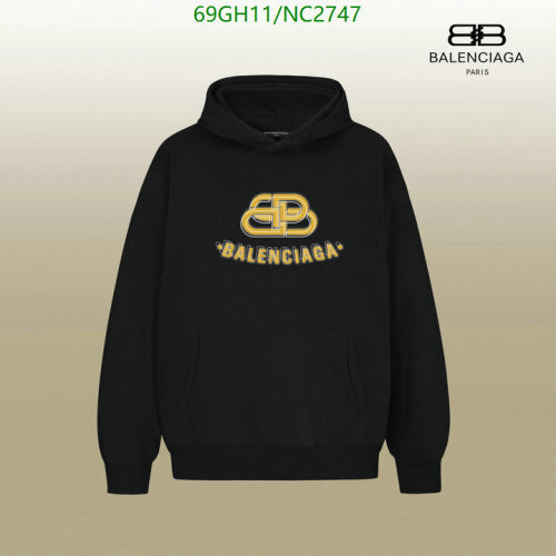 Balenciaga Black Cotton Hoodie with Gold Logo, Sizes XS-XL, Stylish and Comfortable