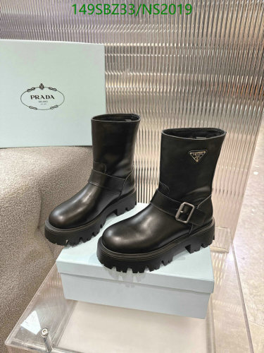 Prada Women's Black Leather Ankle Boots with Buckle Detail - Size EU35-41