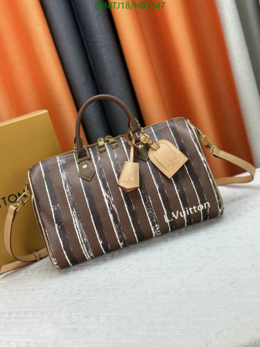 Louis Vuitton Speedy Bandouliere 35 Brown/White Genuine Leather Satchel Bag