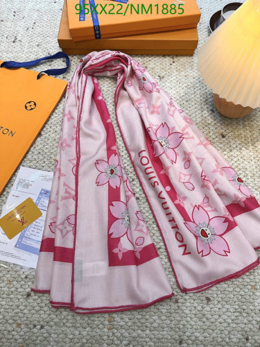 Louis Vuitton Pink Cherry Blossom Cashmere Silk Scarf 140x140cm