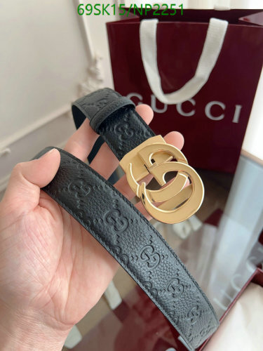 Gucci GG Marmont Leather Belt, 3.5cm Width, Black with Gold Buckle