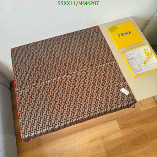 Fendi Silk Scarf - Iconic FF Logo, 90x90cm - Timeless Elegance & Style