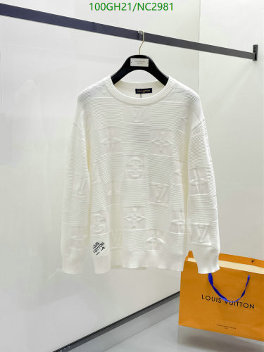 Louis Vuitton Wool Blend Knit Sweater with Embossed Monogram Pattern