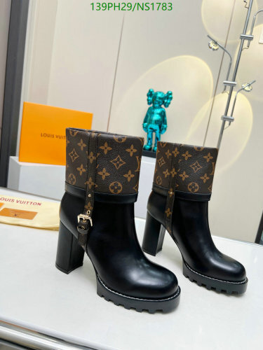 Louis Vuitton Women's Black Leather Ankle Boots with Monogram Cuff 3 Louis Vuitton Women's Black Leather Ankle Boots with Monogram Cuff