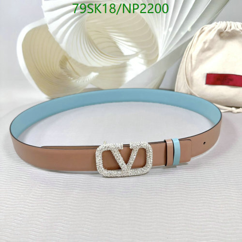 Valentino Women's Cowhide Leather Belt with Crystal V Logo Buckle