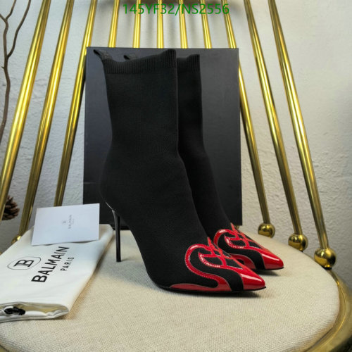 Balmain Women's Black Sock Boots with Red Flame Detail - Size EU35-42