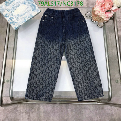 Dior Kids' Blue Oblique Print Jeans - Fashionable & Comfortable (Size 110-160)
