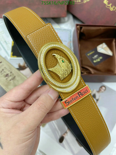 Stefen Rcici Cowhide Belt with Eagle Buckle, Luxury Leather Belt for Men