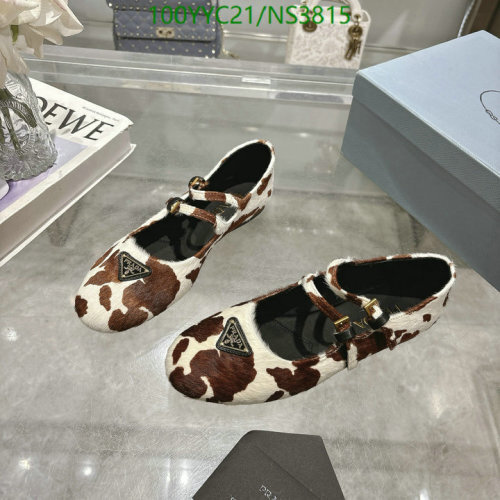Prada Women's Cow Print Sheepskin Mary Jane Ballet Flats - EU Size 35-41