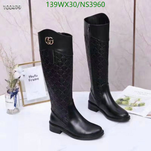 Gucci Women's Black Leather Knee-High Boots with Interlocking G Detail