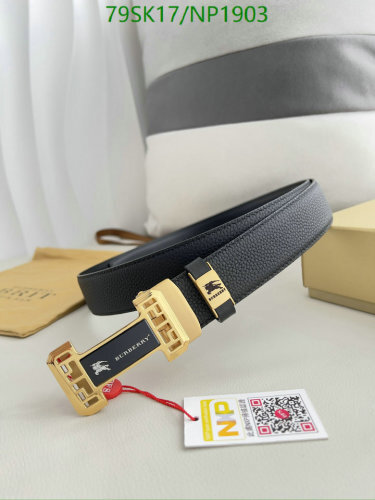 Burberry Reversible Leather Belt with Gold Buckle | Adjustable Lengths
