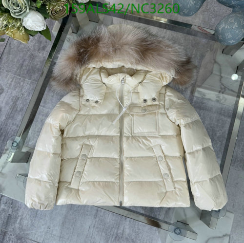 Moncler Kids Ivory Down Padded Fur Trimmed Hooded Jacket - Sizes 100-150
