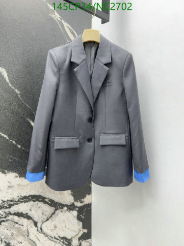 Miu Miu Women's Gray Blazer - Classic Style with Contrast Cuffs