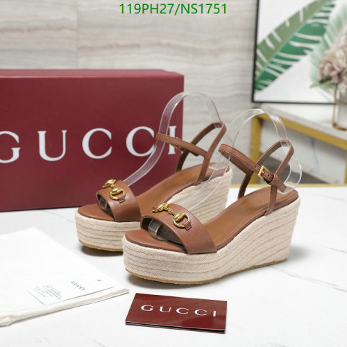 Gucci Women's Platform Wedge Sandals With Horsebit Detail - Brown Leather