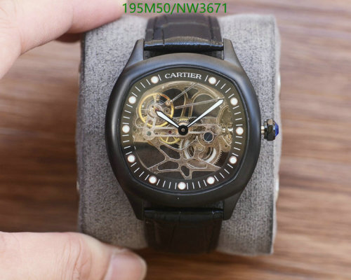 Cartier Men's Black Stainless Steel Automatic Watch Skeleton Dial 41mm