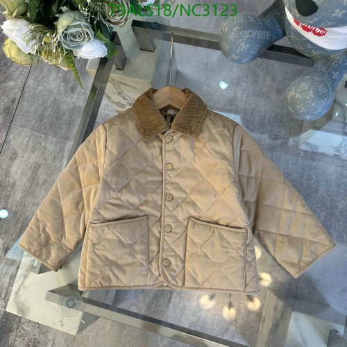 Burberry Kids' Beige Quilted Jacket with Corduroy Collar (Sizes 100-170)