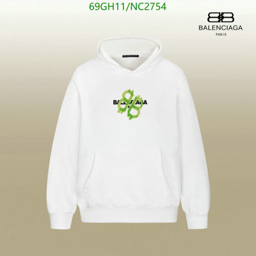 Balenciaga White Cotton Hoodie with Cloverleaf Logo, Sizes XS to XL