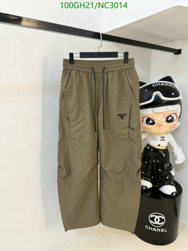 Prada Men's Cotton Cargo Pants Wide Leg, Olive Green, Sizes M-3XL