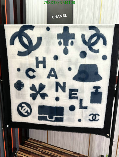Elegant Chanel Cashmere Scarf with Iconic Logo Print, 100-200cm