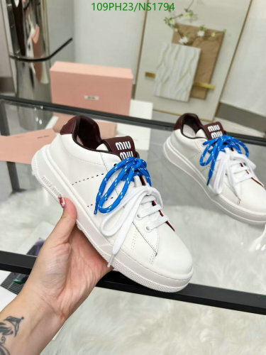 Miu Miu Women's White Leather Sneakers with Contrasting Laces - EU35-EU40