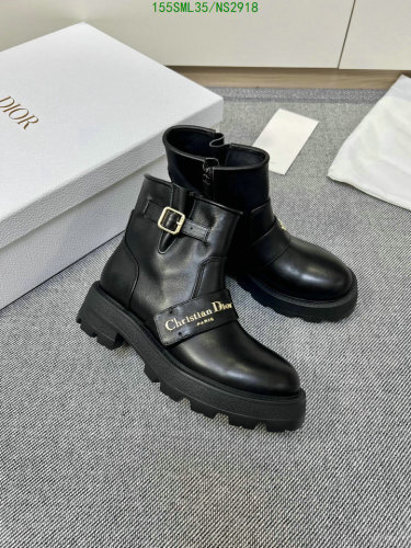 Dior Women's Black Leather Ankle Boots with Buckle Detail, EU Size 35-40