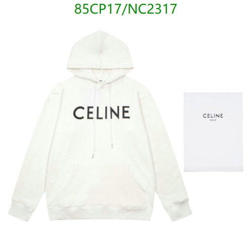 Celine White Cotton Blend Logo Hoodie Sweatshirt, Drawstring Closure, XS-L