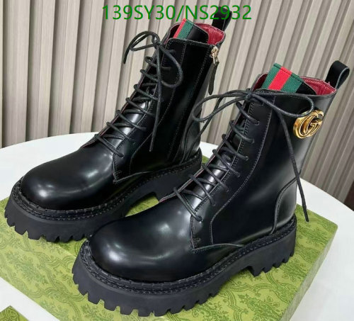 Gucci Women's Black Leather Lace-Up Ankle Boots with Platform Sole