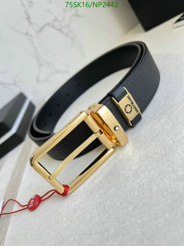 Montblanc Black Cowhide Leather Belt with Gold-Tone Buckle, 3.5cm Width 6 Montblanc Black Cowhide Leather Belt with Gold-Tone Buckle, 3.5cm Width