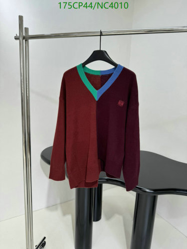 Loewe V-Neck Color Block Sweater, Burgundy and Multicolor, Casual Style