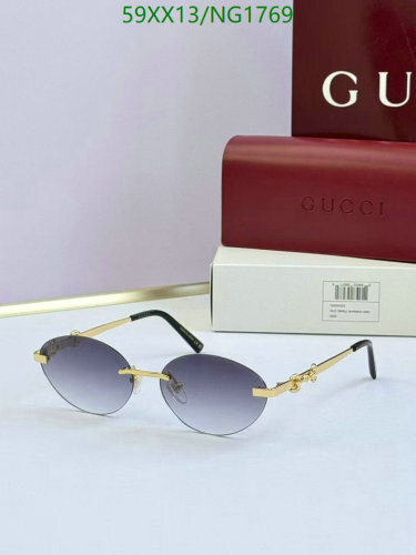 Gucci Rimless Oval Sunglasses Gold Frame Grey Lens NG1769
