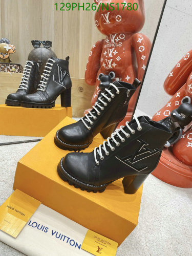 Louis Vuitton Black Leather Ankle Boots for Women, Lace-up Heeled Boots