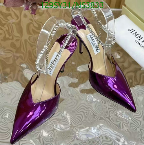 Jimmy Choo Women's Purple Patent Leather Pointed Pumps with Crystal Chain