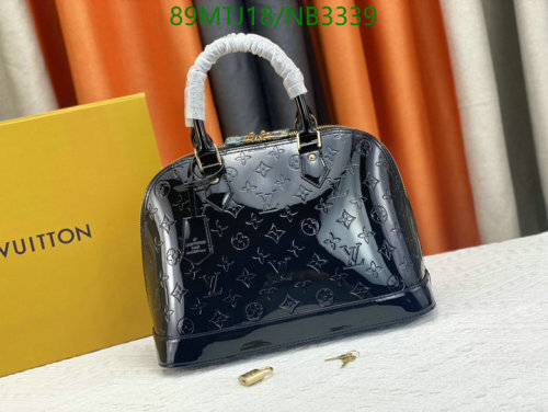 Louis Vuitton Alma BB Handbag Monogram Vernis Leather Black 32 x 25 x 16 cm