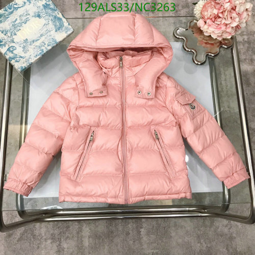 Moncler Kids Pink Down Padded Hooded Jacket, Winter Warm Coat for Children