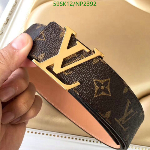 Louis Vuitton Belt Cowhide Leather Gold Buckle, Width 4.0cm, NP2392