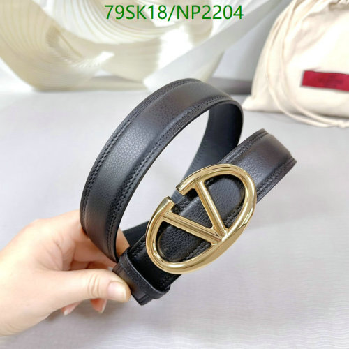 Valentino Belt - Cowhide Leather with Iconic V Buckle - NP2204 - 3.4cm Width