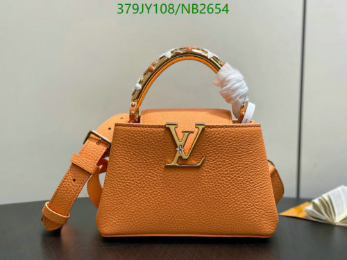 Louis Vuitton Capucines Mini Orange Genuine Leather Top Handle Bag, 21 cm