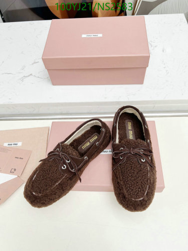 Miu Miu Women's Wool Boat Shoes, Brown, EU Size 35-41, Comfortable & Stylish