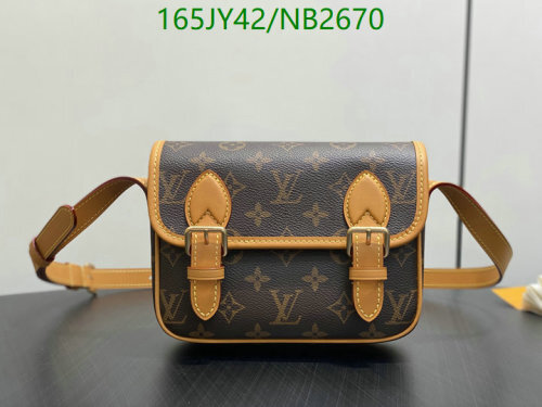 Louis Vuitton Brown Coated Canvas Leather Small Satchel Crossbody Bag