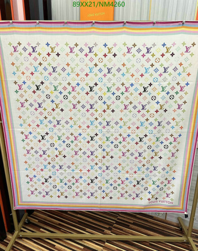 Louis Vuitton Multicolor Monogram Silk Cashmere Blend Scarf 140 x 140 cm