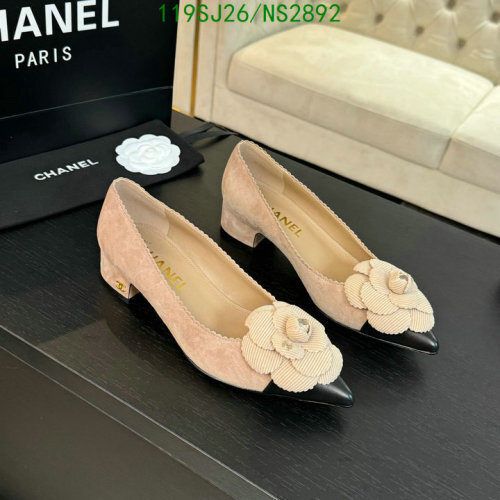 Chanel Women's Sheepskin Leather Low Heel Pumps with Camellia Accent