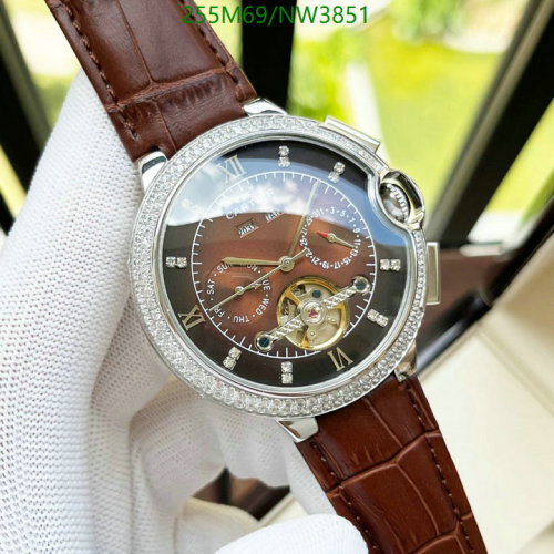 Cartier Ballon Bleu Automatic Movement Brown Leather Strap Men's Watch