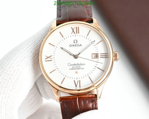 Omega Constellation Co-Axial Chronometer 40mm White Dial Brown Leather Strap