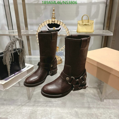 Miu Miu Women's Leather Mid-Calf Harness Boots, Brown, EU Size 35-41 3 Miu Miu Women's Leather Mid-Calf Harness Boots, Brown, EU Size 35-41