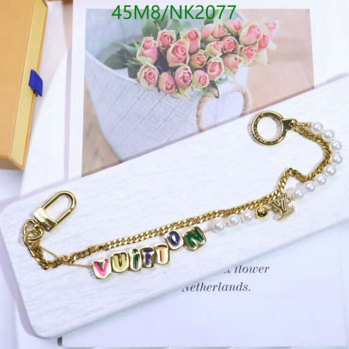 Louis Vuitton Key Chain Pendant Gold-Tone Finish with Pearls NK2077