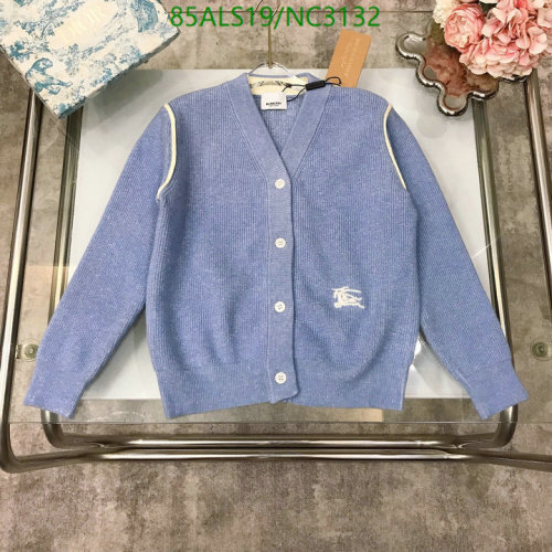 Burberry Kids' Blue Wool Cardigan with Logo, Sizes 120-160 for Stylish Children
