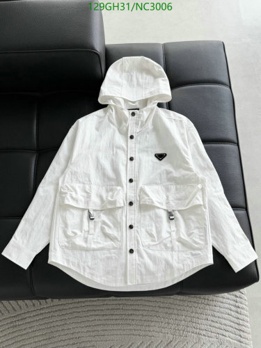 Prada White Cotton Hooded Jacket - Stylish & Comfortable, Sizes M-3XL Available
